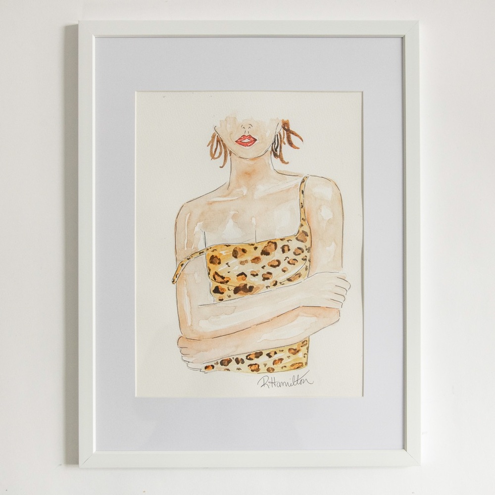 Leopard Fashion Original Watercolour Framed Art